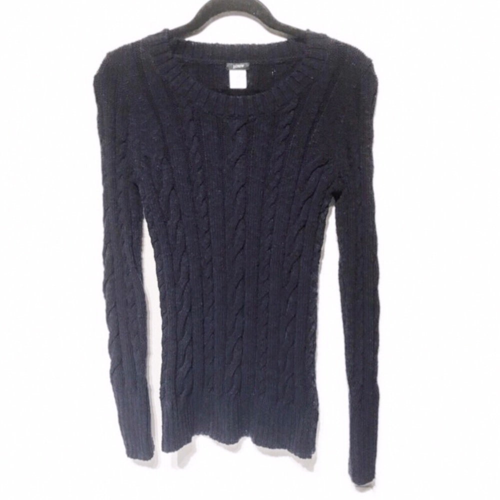 🌸J Crew XS Blue Cable sweater fits like a S.